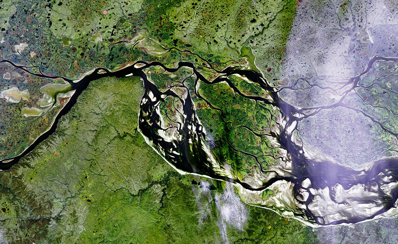 aerial view of a river - geospatial intelligence