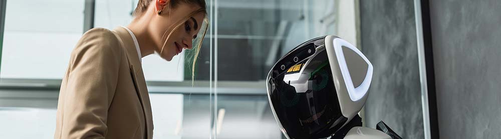 person interacting with AI robot