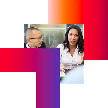 Colleagues discussing application services