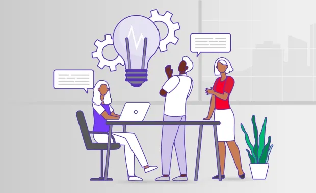 Colleagues discussing business illustration