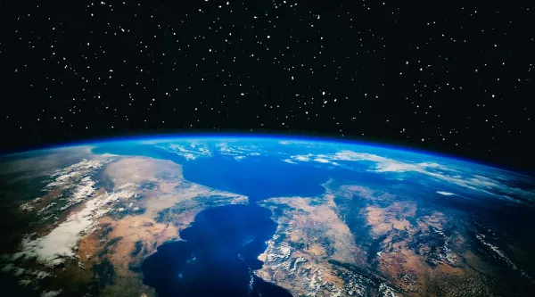 View of Earth and stars from space