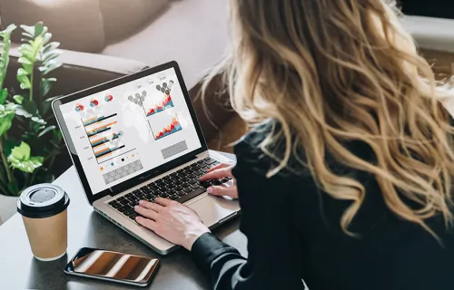 woman working on a computer