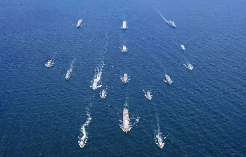  Ships sailing through blue sea