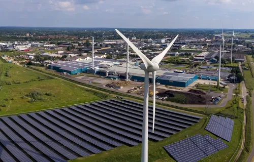 Manufacturing - Windmill near solar plant